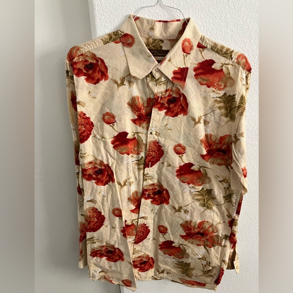 7 Diamonds Beige and Red Floral Men's Shirt